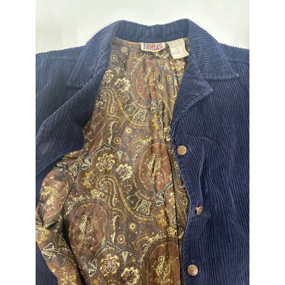 Vintage Bill Blass Corduroy Blazer Jacket PL Navy Paisley Lined 90s Classic - Picture 9 of 10